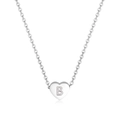 Collana minimalista con ciondolo a cuore argento e lettera B in rilievo in acciaio inox - Lettera B / Argento