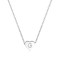 Silberne Edelstahl Herz-Halskette mit G-Anhänger und feiner Gliederkette - Buchstabe G / Silber