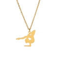 Golden gymnast silhouette pendant necklace with a minimalist stainless steel link chain - Gold