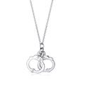 Ethnic style silver alloy interlocking handcuffs pendant necklace with link chain - Antique Silver