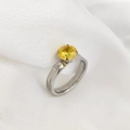 Anillo de piedra de nacimiento con circonita amarilla en engaste de acero inoxidable plata - Talla 7 / Noviembre Acero-Estilo 1