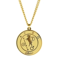Pendentif médaillon doré du zodiaque Bélier avec chiffres porte-bonheur sur chaîne - Bélier / Or