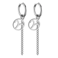 Boucles d'oreilles longues à pompons en acier inoxydable avec pendentif zodiaque évidé - Argent-Bélier