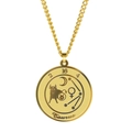 Collier pendentif Taureau doré avec symboles astrologiques gravés et chaîne croisée - Taureau / Or