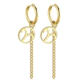 Boucles d'oreilles dorées en acier avec pendentif zodiaque Bélier et glands à chaînes - Or-Bélier