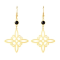 Minimalistische goldene Edelstahl-Ohrringe mit keltischem Knoten und schwarzem Stein - Gold