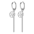 Boucles d'oreilles créoles en acier argenté avec pendentif Poissons et longues chaînettes - Argent-Poissons