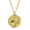 Collier avec pendentif Lion en acier inoxydable doré avec constellation gravée et chiffres - Lion / Or