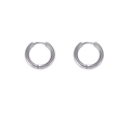 Classic silver titanium steel hoop earrings with polished finish and hinged closure for women - Steel