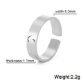 Minimalist silver stainless steel open ring with crescent moon cutout 5mm wide band - Hollow Moon Style / Silver