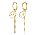 Boucles d'oreilles dorées en acier inoxydable avec pendentif Sagittaire et chaîne - Or-Sagittaire