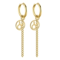 Boucles d'oreilles dorées signe Taureau avec chaîne pendante en acier inoxydable - Or-Taureau