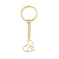 Porte-clés cœur doré avec pendentif gymnaste de yoga creux en acier inoxydable - Or