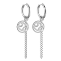 Boucles d'oreilles signe Cancer en acier inoxydable argenté avec pendentifs et chaînettes - Argent-Cancer