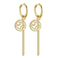 Boucles d'oreilles pendantes Cancer en acier inoxydable doré avec pendentif et longues chaînes - Or-Cancer