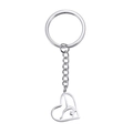Porte-clés en acier inoxydable argenté avec pendentif cœur et silhouette d'athlète - Acier