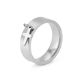 Sleek stainless steel band ring featuring a small dangling solid cross charm pendant - US 7 / Steel