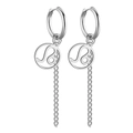 Boucles d'oreilles signe Lion en argent avec longue chaîne et pendentif creux en acier - Argent-Lion
