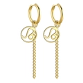 Boucles d'oreilles Lion en acier doré avec pendentif ajouré et longues chaînettes - Or-Lion