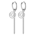 Boucles d'oreilles créoles en acier avec pendentif zodiaque Balance et longues chaînes - Acier-Balance