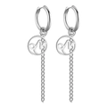 Boucles d'oreilles argentées en acier inoxydable avec pendentif zodiaque et longs pompons - Argent-Capricorne