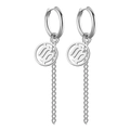 Boucles d'oreilles Virgo en acier inoxydable argenté avec longue chaîne au style minimaliste - Argent-Vierge