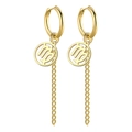 Boucles d'oreilles dorées en acier inoxydable signe Vierge avec longs pendentifs - Or-Vierge