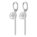 Boucles d'oreilles créoles Scorpion en acier inoxydable argenté avec pendentifs à chaîne - Argent-Scorpion