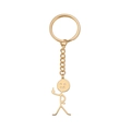Portachiavi divertente stickman con dito medio in acciaio inossidabile dorato - Stile Dito Medio / Oro
