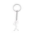 Grappige doodle-stickman sleutelhanger van gepolijst roestvrij staal in zilverkleur - Middelvinger Stijl / Staalkleur