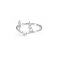 Poliertes Silber Edelstahlring mit minimalistischem Geweih-Design für Damen - US 6 / Stahlfarben