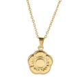 Golden 304 stainless steel flower pendant necklace for women with detailed petal texture - Gold