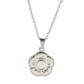 Elegant 304 stainless steel necklace with silver five-petal flower pendant detail - Steel
