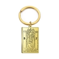 Porte-clés en acier doré avec gravure vintage de la carte de tarot La Papesse - Or-La Grande Prêtresse