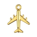 Polished golden alloy airplane pendant with fixed ring for jewelry making DIY - Gold