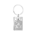 Porte-clés en acier inoxydable argenté gravé de la carte de tarot L'Empereur - Acier-L'Empereur