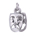 Polished silver alloy tragedy theater mask pendant for DIY necklace and jewelry making - Antique Silver