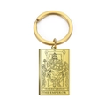 Porte-clés en acier inoxydable doré avec pendentif rectangulaire de Tarot L'Empereur - Or-L'Empereur
