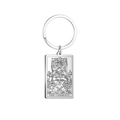 Porte-clés en acier inoxydable argenté avec pendentif rectangulaire du tarot Le Chariot - Acier-Le Chariot