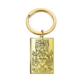 Porte-clés vintage en acier inoxydable doré avec motif de carte de tarot Le Chariot - Or-Le Chariot