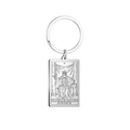 Porte-clés en acier inoxydable argenté avec pendentif gravé de la carte tarot Justice - Acier-La Justice