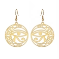 Gold-plated stainless steel Eye of Horus earrings with Celtic knot cut-out design - Gold