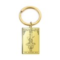 Porte-clés en acier doré avec le motif de la carte de tarot XII Le Pendu - Or-Le Pendu