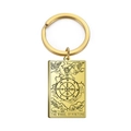 Porte-clés en acier inoxydable doré avec pendentif de la carte de tarot Roue de la Fortune - Or-La Roue de la Fortune