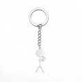 Portachiavi divertente con ciondolo pallavolo stickman in acciaio inossidabile lucido - Argento