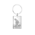 Porte-clés Tarot en acier inoxydable avec pendentif poli de la carte de la Force - Acier-La Force