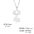 Silver stainless steel lotus unalome pendant necklace with detailed size measurements - Lotus Circle / Steel