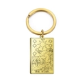 Porte-clés vintage en acier inoxydable doré avec pendentif carte de Tarot XVII L'Étoile - Or-L'Étoile