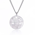 Silver stainless steel Egyptian Eye of Horus pendant necklace with hollowed detail - Cable Chain / Steel