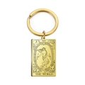 Porte-clés vintage en acier inoxydable doré avec pendentif de carte Tarot Le Monde - Or-Le Monde
